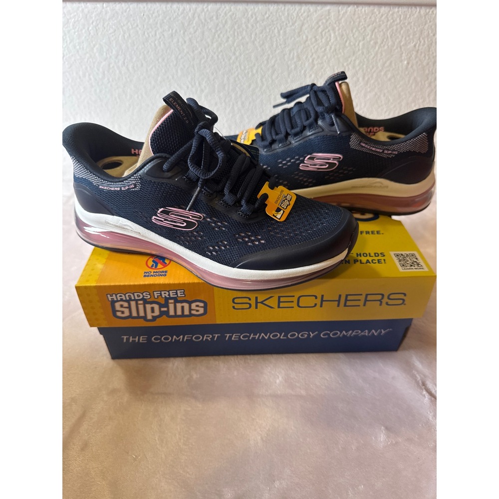 Skechers Hands Free Slip-ins Skech-Air Element 2.0 Navy Pink Sneakers 6.5m
